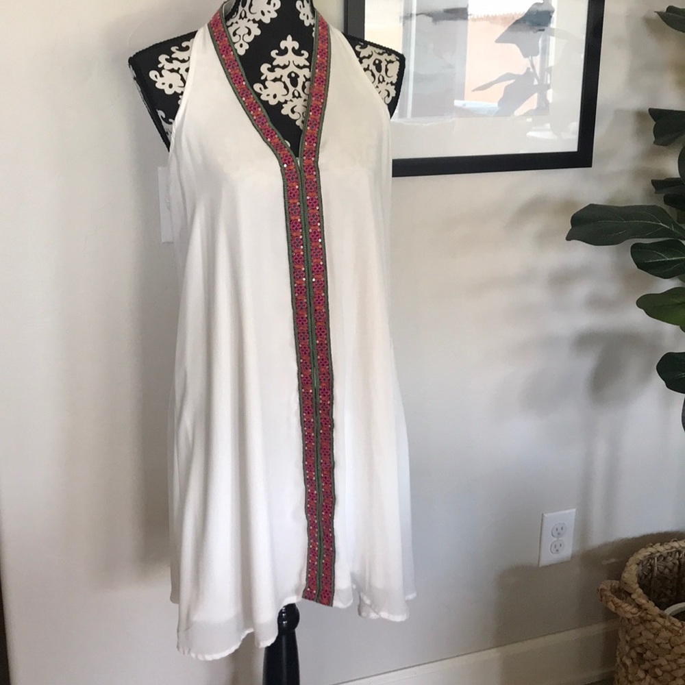 Francesaca’s Alya Ivory Halter Sequin Dress MED